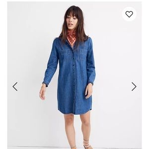 Madewell denim puff sleeve shirt dress